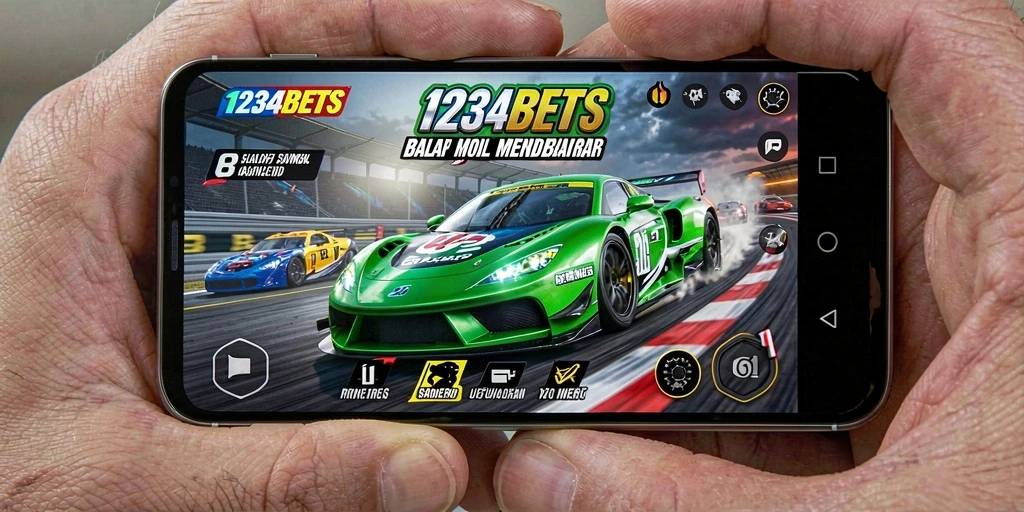 Tampilan gameplay balap mobil yang mendebarkan di 1234BETS.