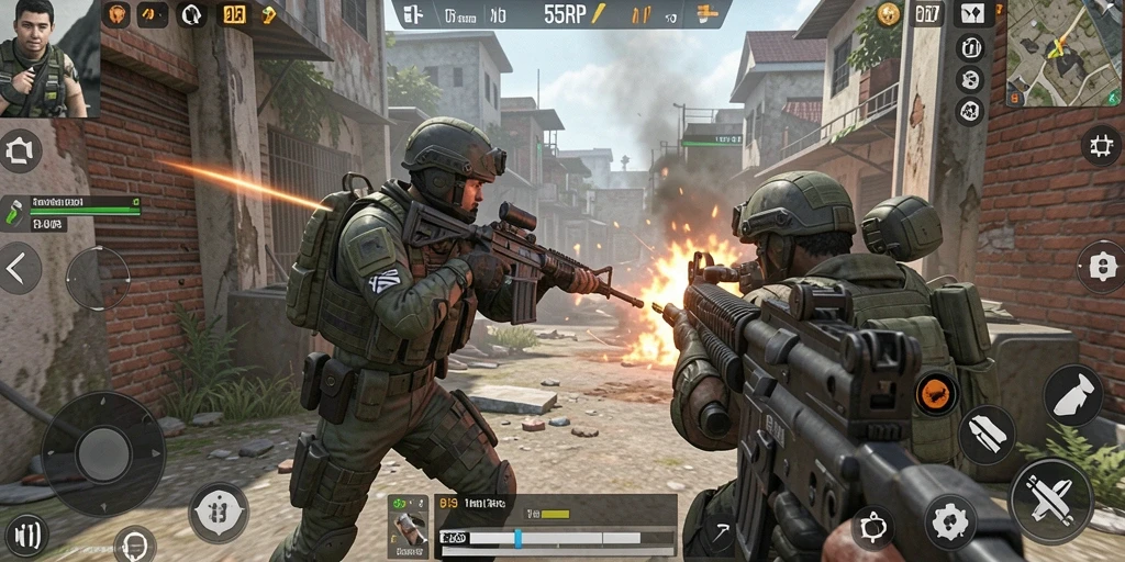 Screenshot gameplay 55RP menampilkan aksi seru dan grafis menawan dalam TPS.