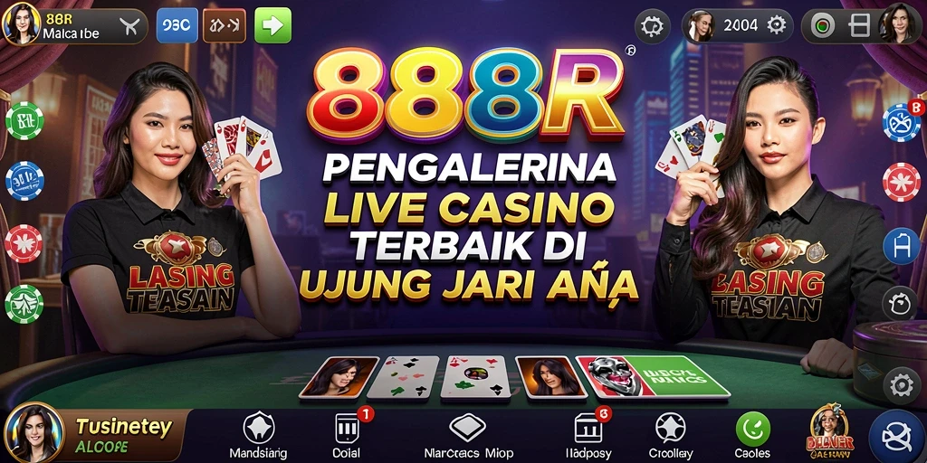 Tampilan gameplay Live Casino di aplikasi 888R yang menakjubkan.