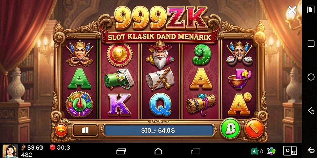Screenshot gameplay 999ZK menampilkan mesin slot yang memukau.