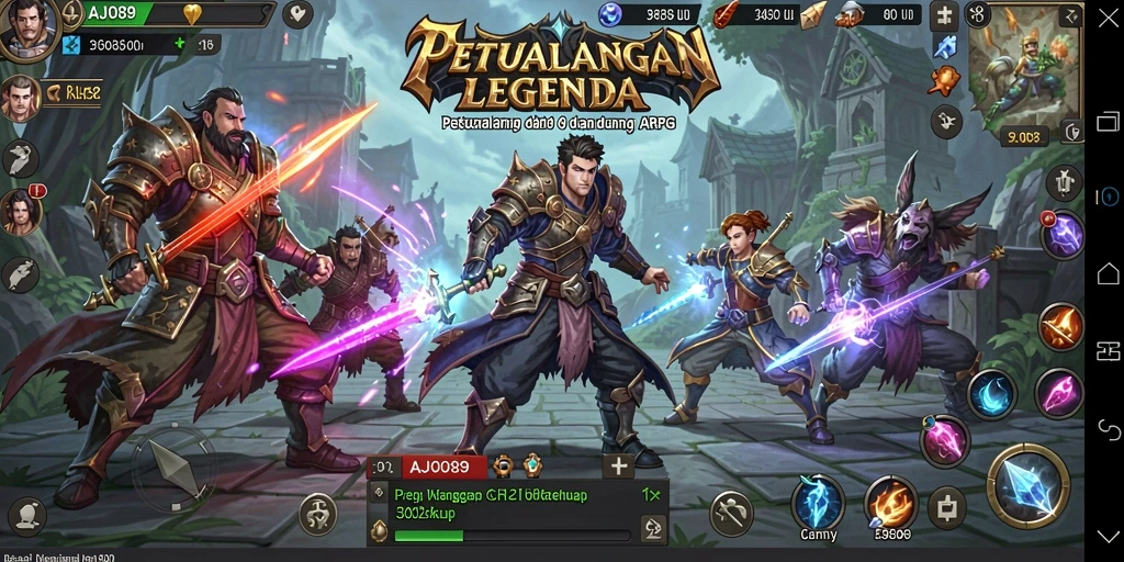 Screenshot utama AJO89 menampilkan aksi pertarungan epik dalam gameplay ARPG.