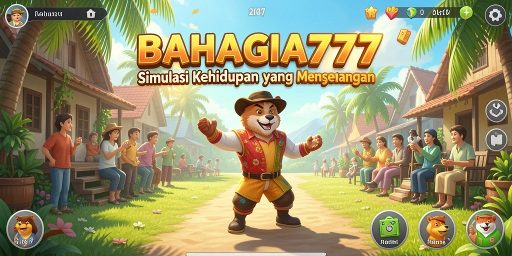 Screenshot gameplay BAHAGIA777 yang menunjukkan interaksi karakter.