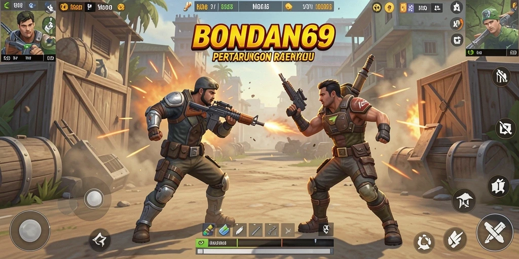 Screenshot utama BONDAN69 menampilkan aksi intens dalam Battle Royale.