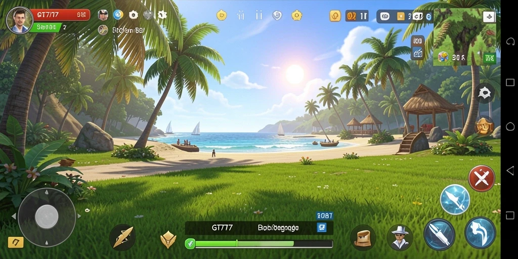 Screenshot gameplay yang menunjukkan aksi seru di GT777.