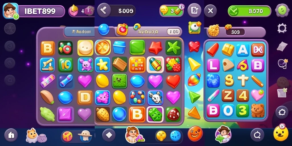 Screenshot gameplay IBET899 menampilkan aksi seru permainan Match-3.
