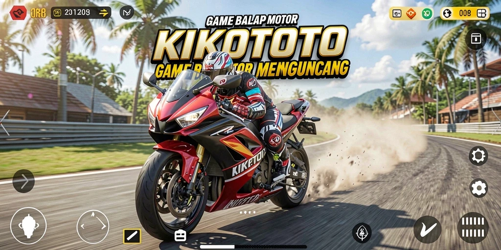 Screenshot KIKOTOTO menampilkan aksi balapan motor yang seru.