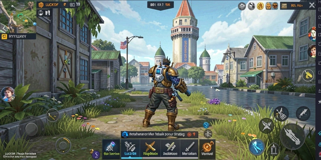 Tampilan gameplay LUCKYDF yang menegangkan dalam Tower Defense.