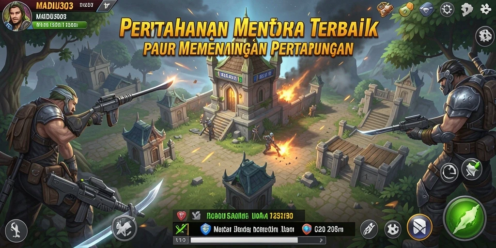 Screenshot MADU303 yang menampilkan aksi intens Tower Defense.