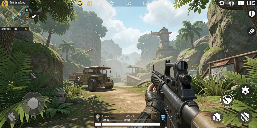 Tampilan gameplay mendebarkan di ME355 saat pertempuran intens terjadi.