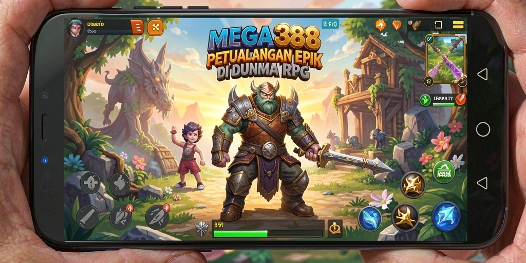 Screenshot gameplay MEGA388 menampilkan karakter dalam aksi petualangan RPG.