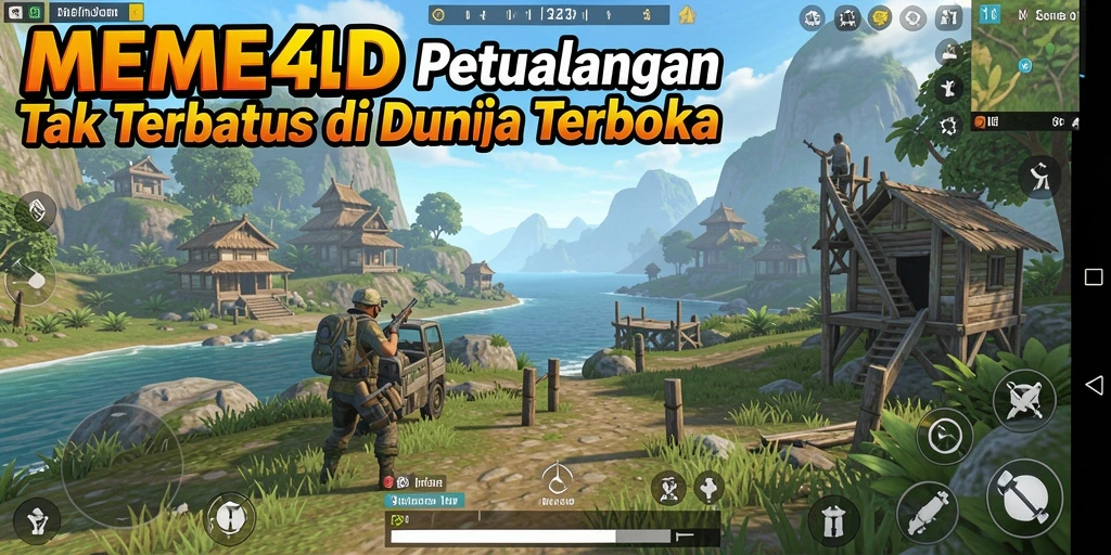 Screenshot menampilkan eksplorasi dunia terbuka dalam MEME4D