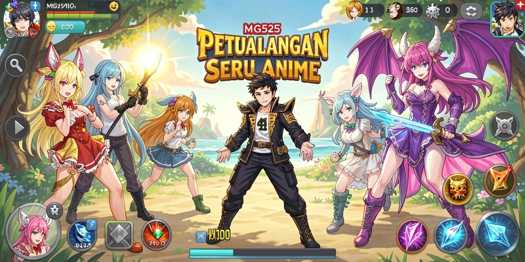 Gameplay MG525 yang menampilkan karakter anime yang penuh aksi.