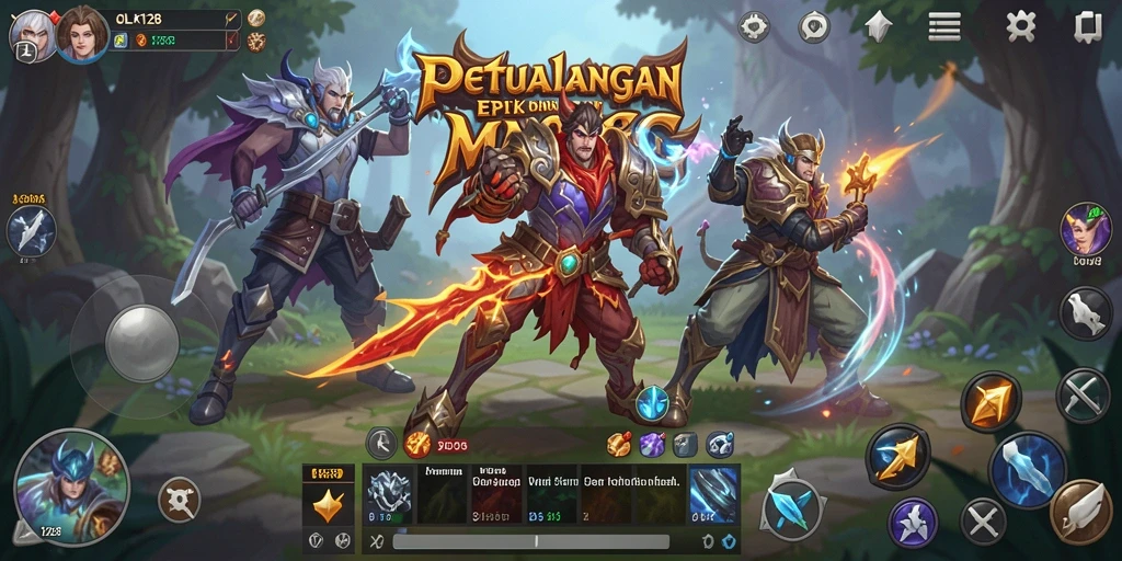 Screenshot OLX128 menunjukkan pertarungan epik di dunia MMORPG yang menakjubkan.
