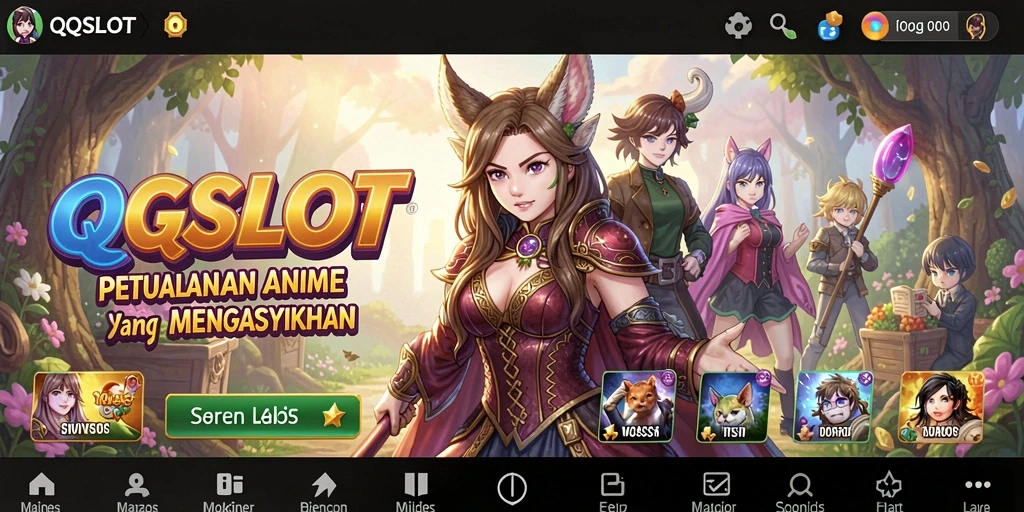 Screenshot gameplay QQSLOT menampilkan karakter anime yang beraksi.