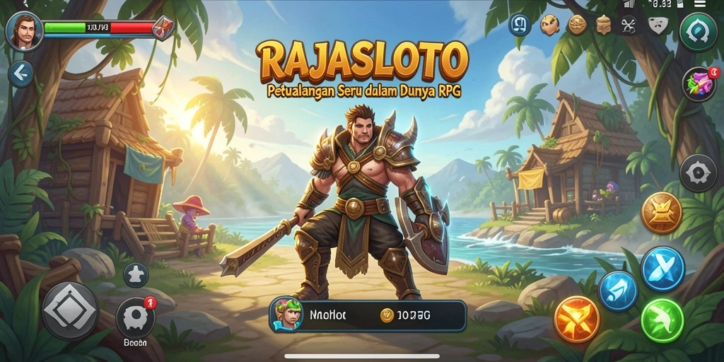 Tampilan gameplay mendebarkan dari RAJASLOTO yang menampilkan aksi RPG.