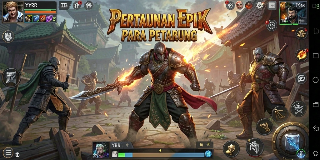 Screenshot YYRR menampilkan karakter bertarung dengan grafis menakjubkan.
